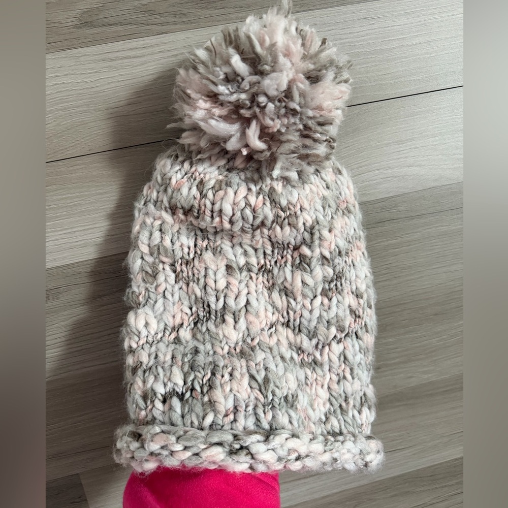 Handmade Pink and Gray Pebbles Luxury Chunky Knit Toque Beanie